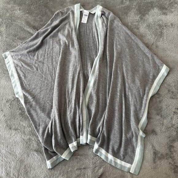 Chico's Tipped Ruana Wrap Cardigan Open Front Poncho Large XL 5% Cashmere - Picture 2 of 4